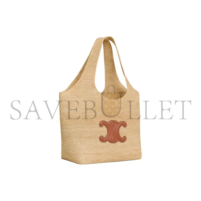 Ce**e classic panier shopper cabas in raffia and calfskin 119632gp6-02nt (32.5*28*20cm)